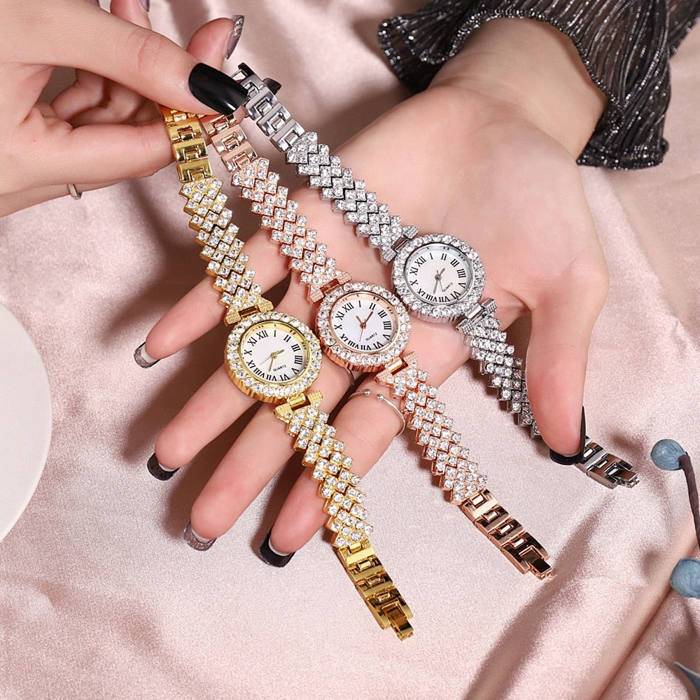 Luxury Bracelet Watches Women Crystal Dress Wristwatches Clock Women Fashion - lecapmode