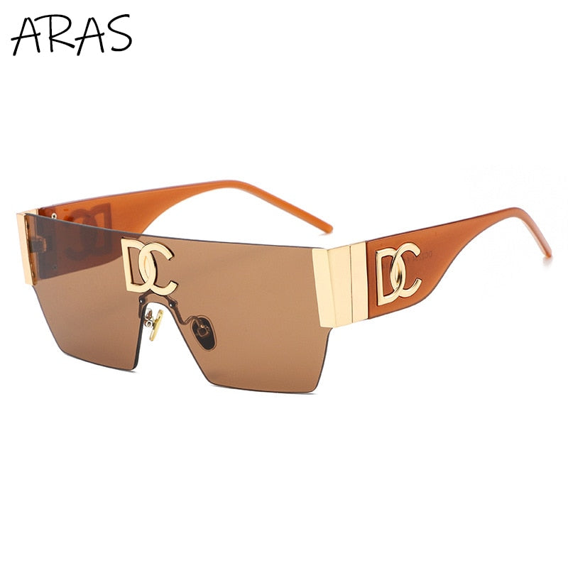 One Piece Square Sunglasses Women Frameless Flat Top Sun Glasses - lecapmode