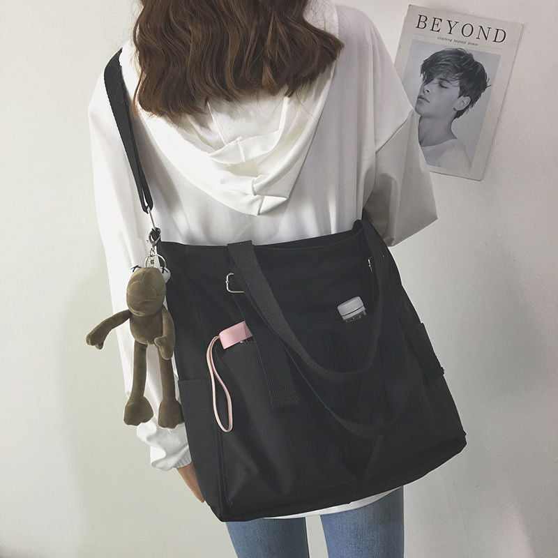 Waterproof Oxford Large Capacity Canvas Girl Women Shoulder Hand Bucket Bag - lecapmode