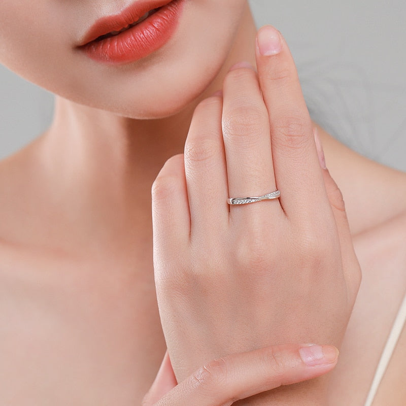 Simple Ring 925 Sterling Silver Zircon Finger Rings Female Fashion Jewelry - lecapmode