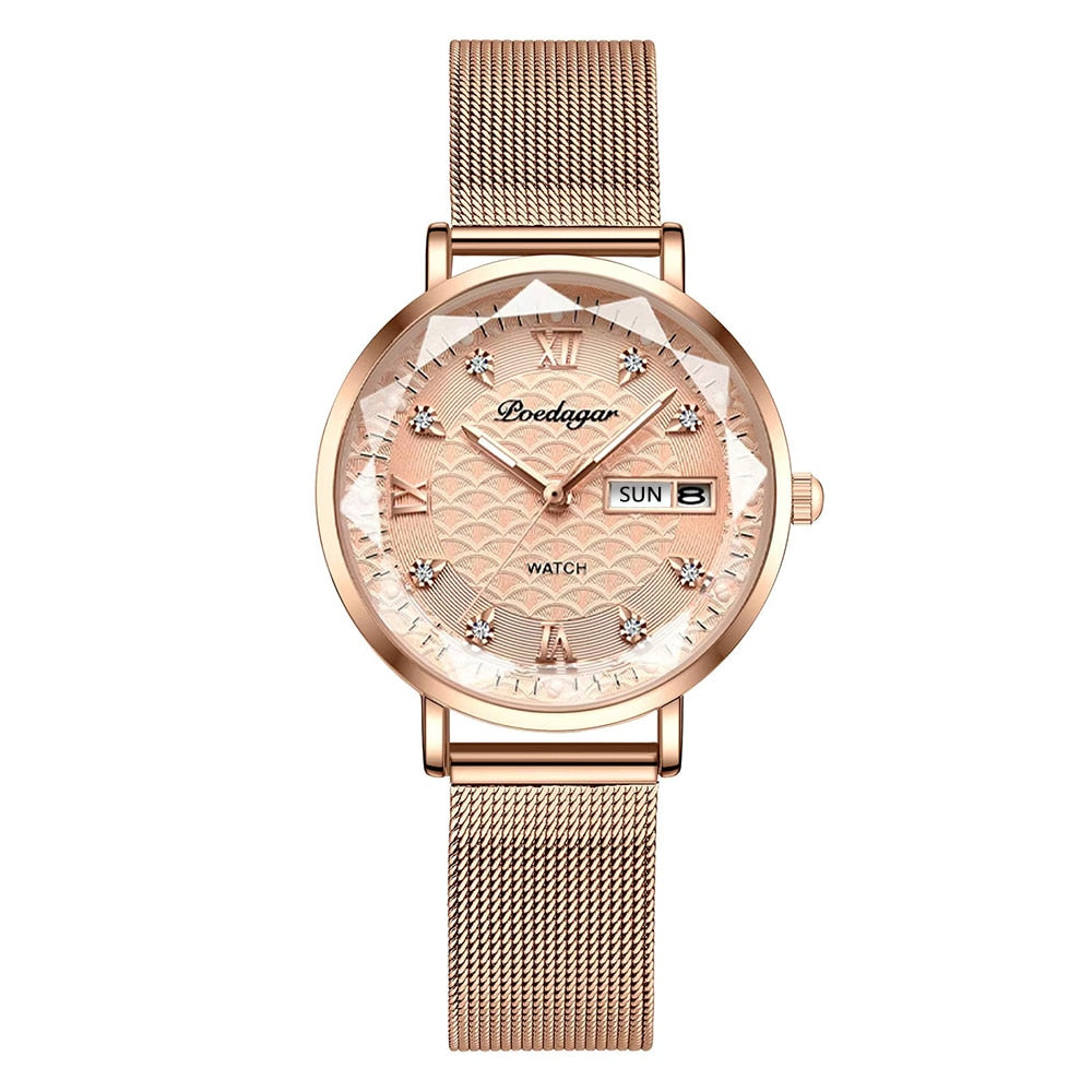 Women New Fashion Luxury Stainless Steel Wristwatch Bracelet Ladies Watch - lecapmode