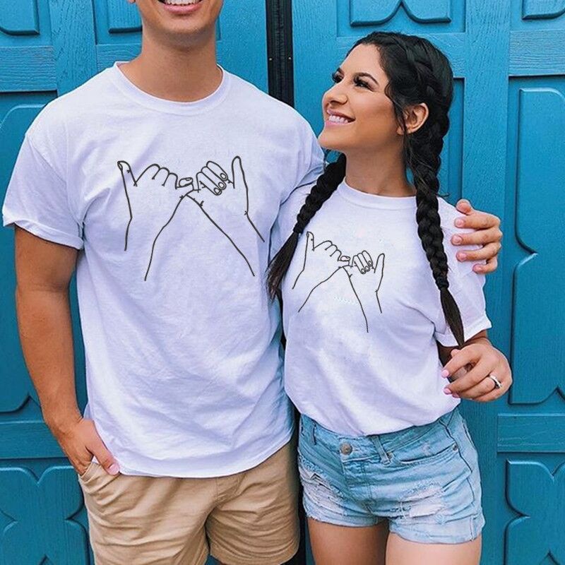 Couple T-Shirt For Women Men Summer Clothing Short Sleeve Tops Casual O-neck - lecapmode