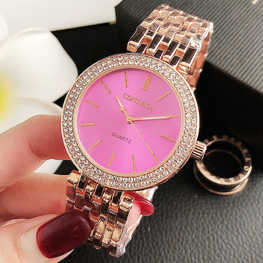 New Crystal Diamond Watch Luxury Silver Women Jewelry - lecapmode