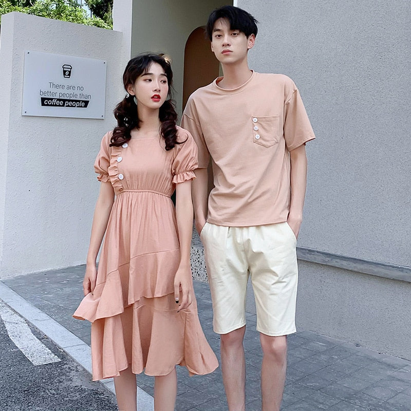 Couple Matching Clothes Korean Fashion Style Lovers Men Women Dress - lecapmode