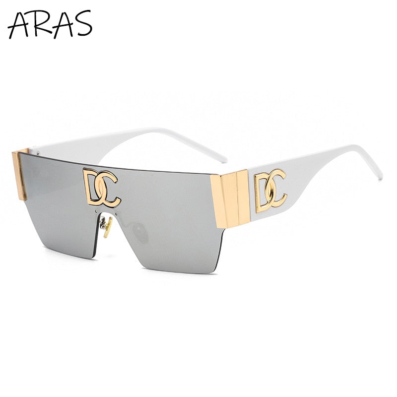 One Piece Square Sunglasses Women Frameless Flat Top Sun Glasses - lecapmode