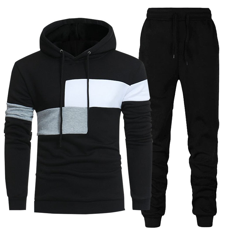 Men 2 Piece Set Hoodies Pants Sports Casual Fashion Sweatshirt Trousers - lecapmode