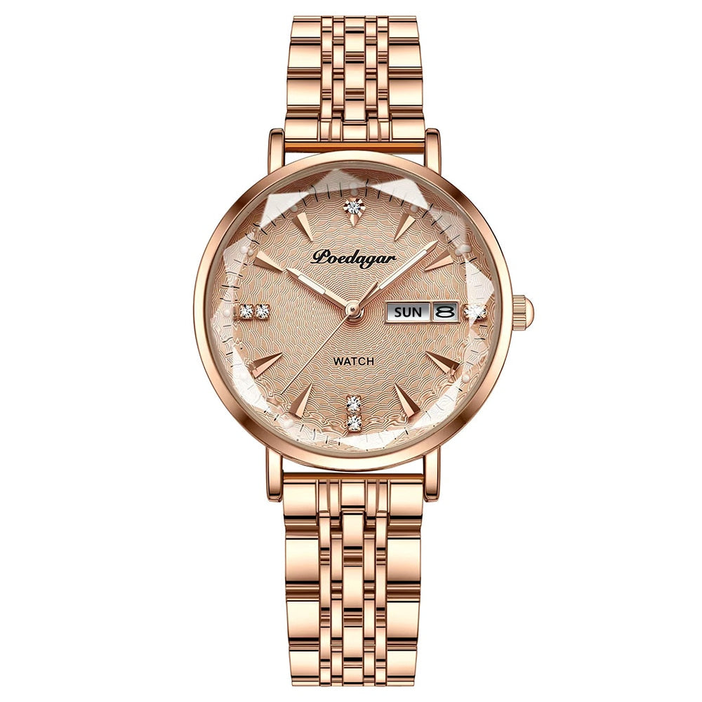 Women New Fashion Luxury Stainless Steel Wristwatch Bracelet Ladies Watch - lecapmode