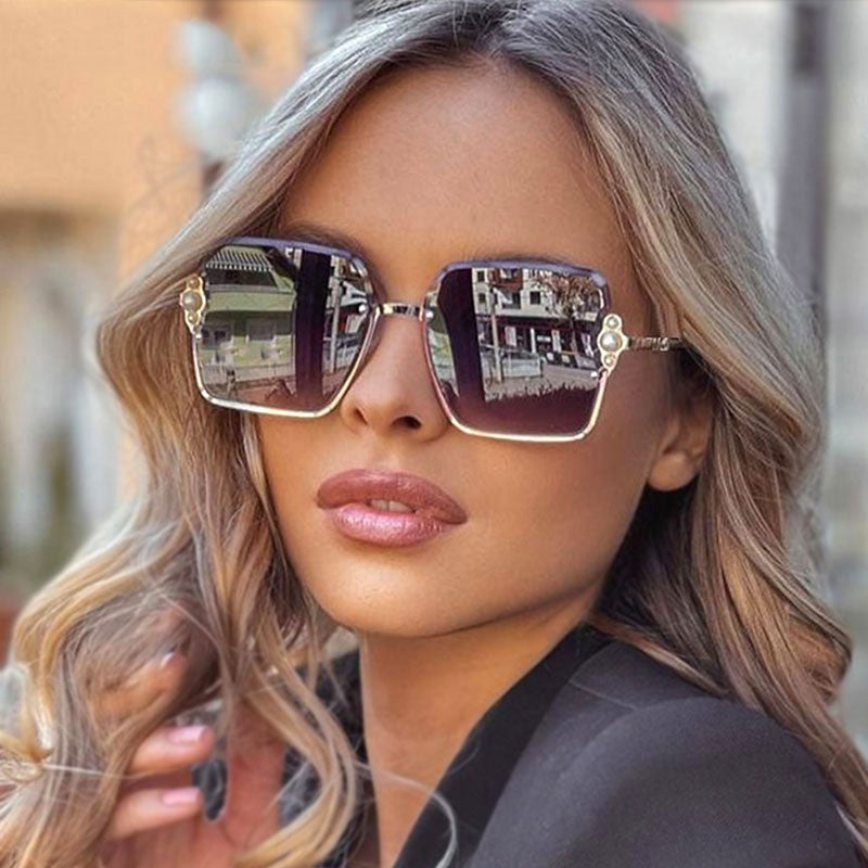 Luxury Women Brand Sunglasses Pearl Square Fashion Shades - lecapmode