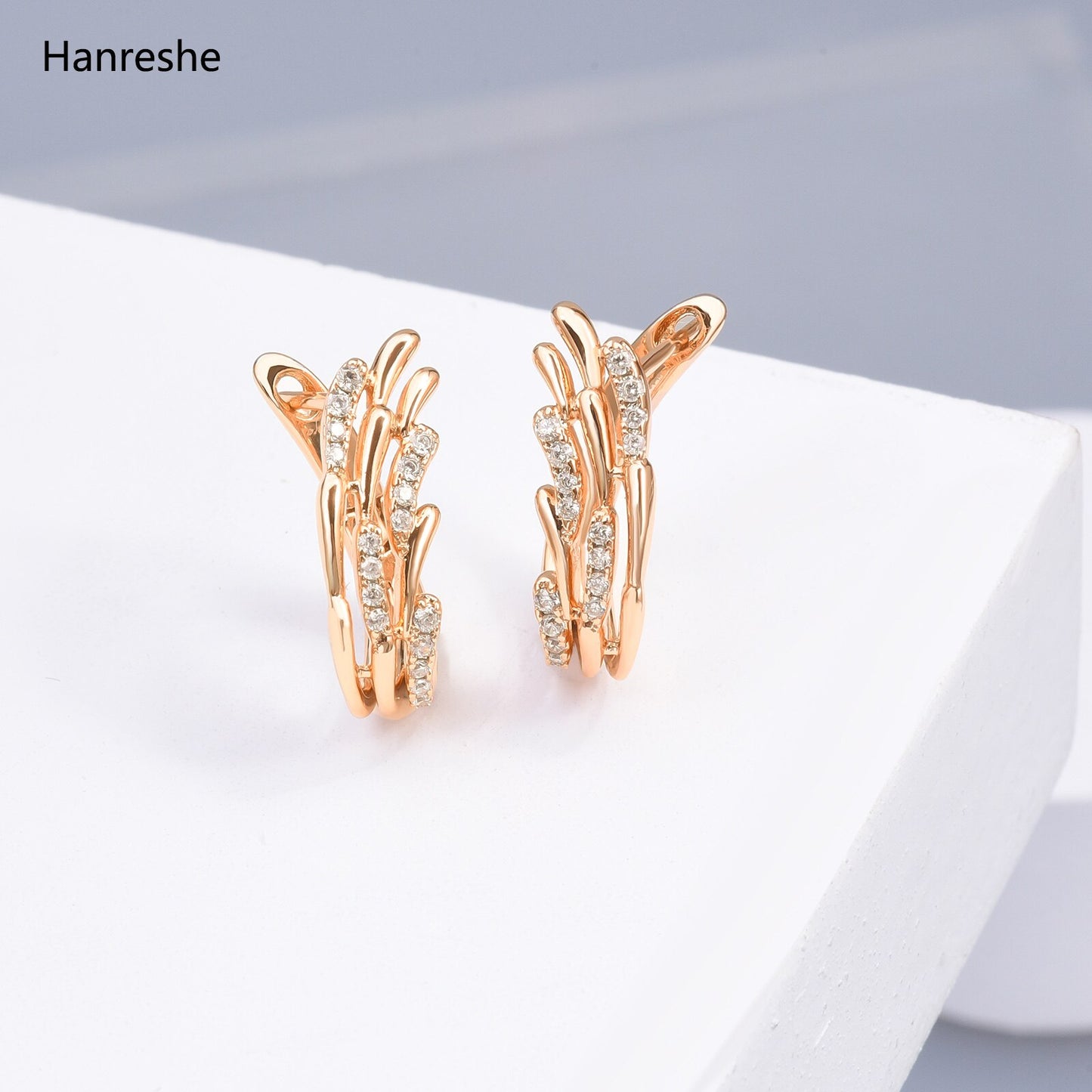 Rose Gold Stud High Quality Copper Classic Jewelry Zircon Earrings Woman Gift - lecapmode