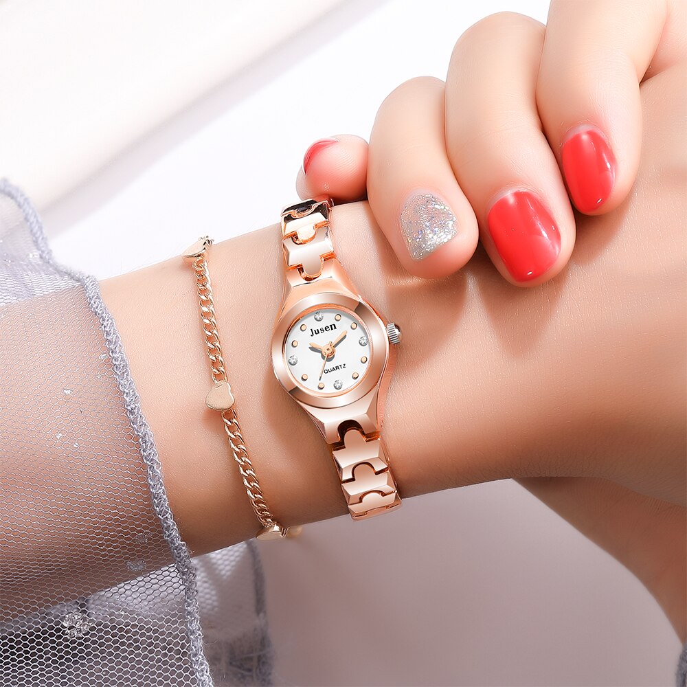 Fashion Women Watches Rose Gold Luxury Stainless Steel Ladies Wristwatches - lecapmode