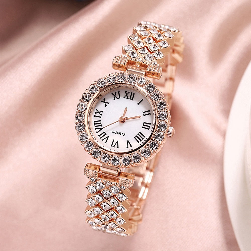 Luxury Bracelet Watches Women Crystal Dress Wristwatches Clock Women Fashion - lecapmode