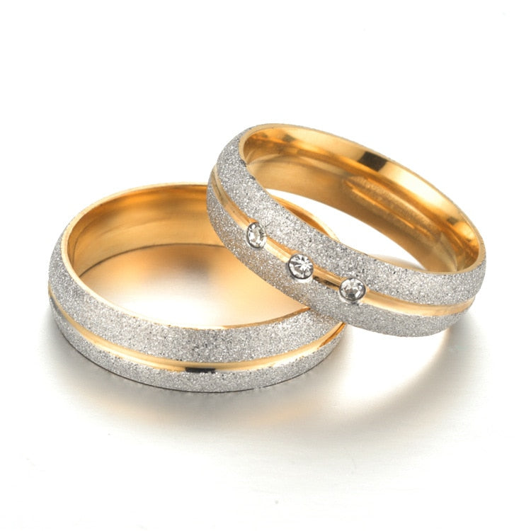 Couple Wedding Rings For Women And Men Crystal Gold Gift Engagement Jewelry - lecapmode