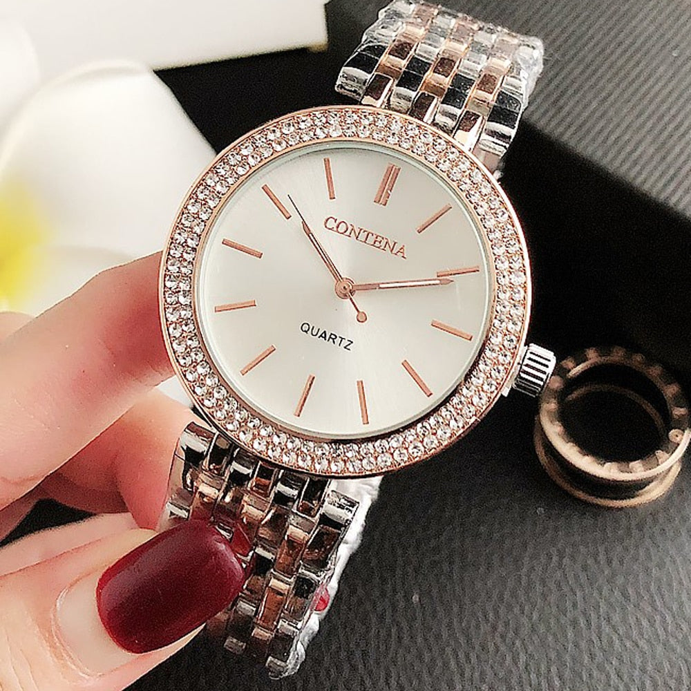 New Crystal Diamond Watch Luxury Silver Women Jewelry - lecapmode