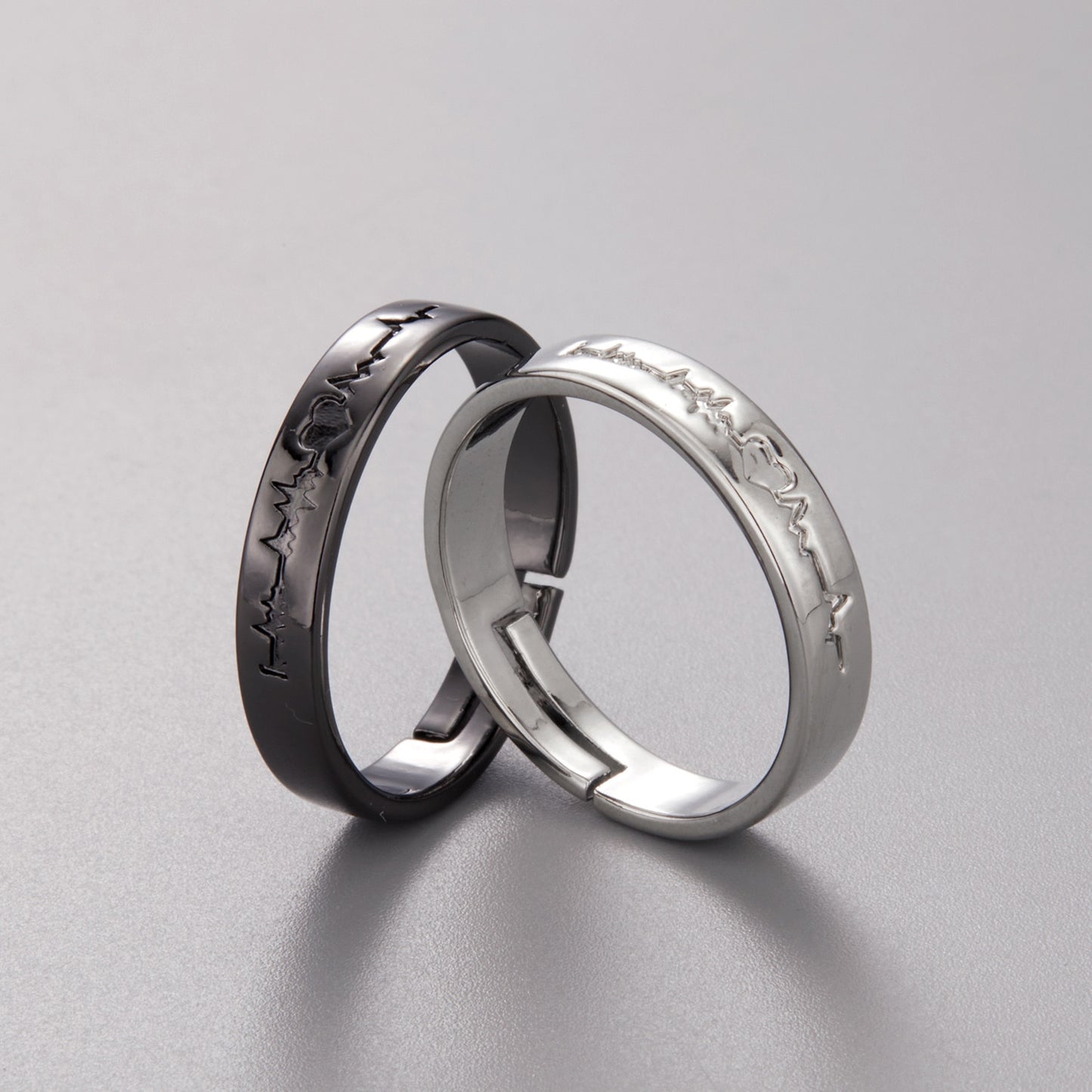 2 Pcs Silver Color Couple Fashion Wedding Bride Bridegroom Jewelry Sun Moon Rings Set - lecapmode