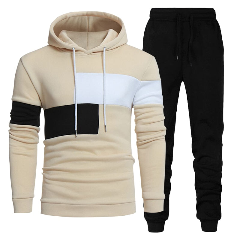 Men 2 Piece Set Hoodies Pants Sports Casual Fashion Sweatshirt Trousers - lecapmode