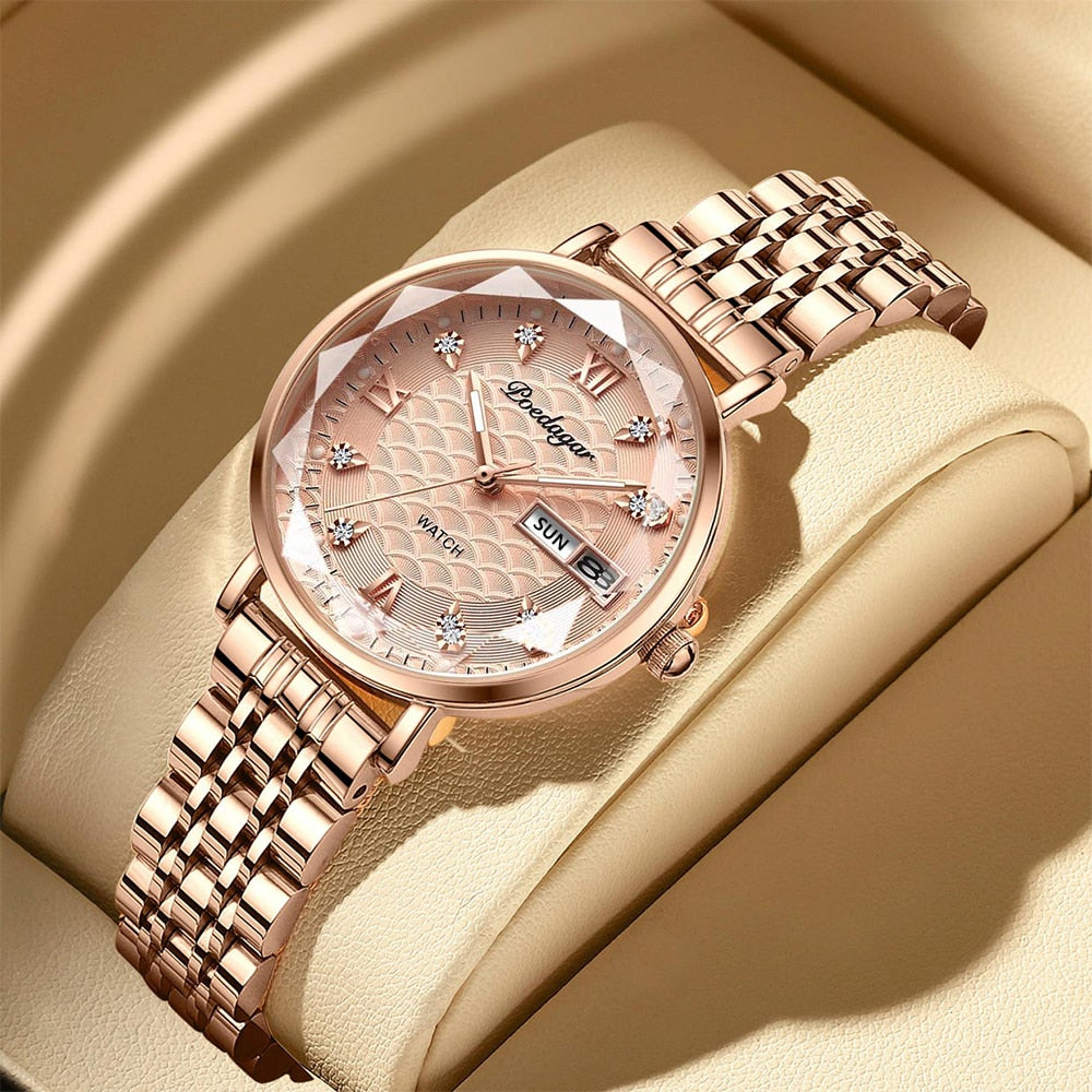 Women New Fashion Luxury Stainless Steel Wristwatch Bracelet Ladies Watch - lecapmode