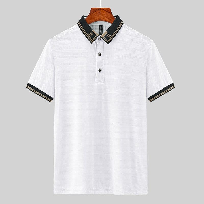 Men Clothes Big Size Polo Shirts Short Sleeve Breathable Golf Wear Tee Shirt - lecapmode