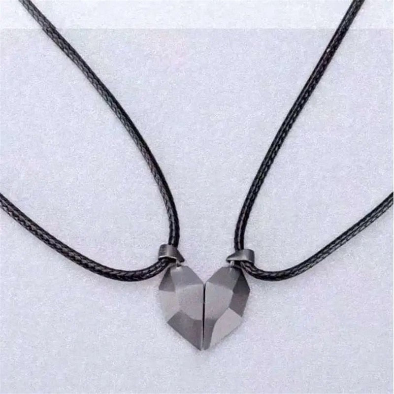 1Pair Magnetic Couple Heart Pendant Necklace For Men Women Gift - lecapmode