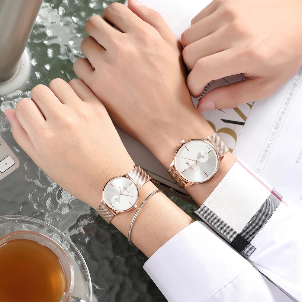 Couple Waterproof Men Women Rose Gold Wrist Watch Gift - lecapmode