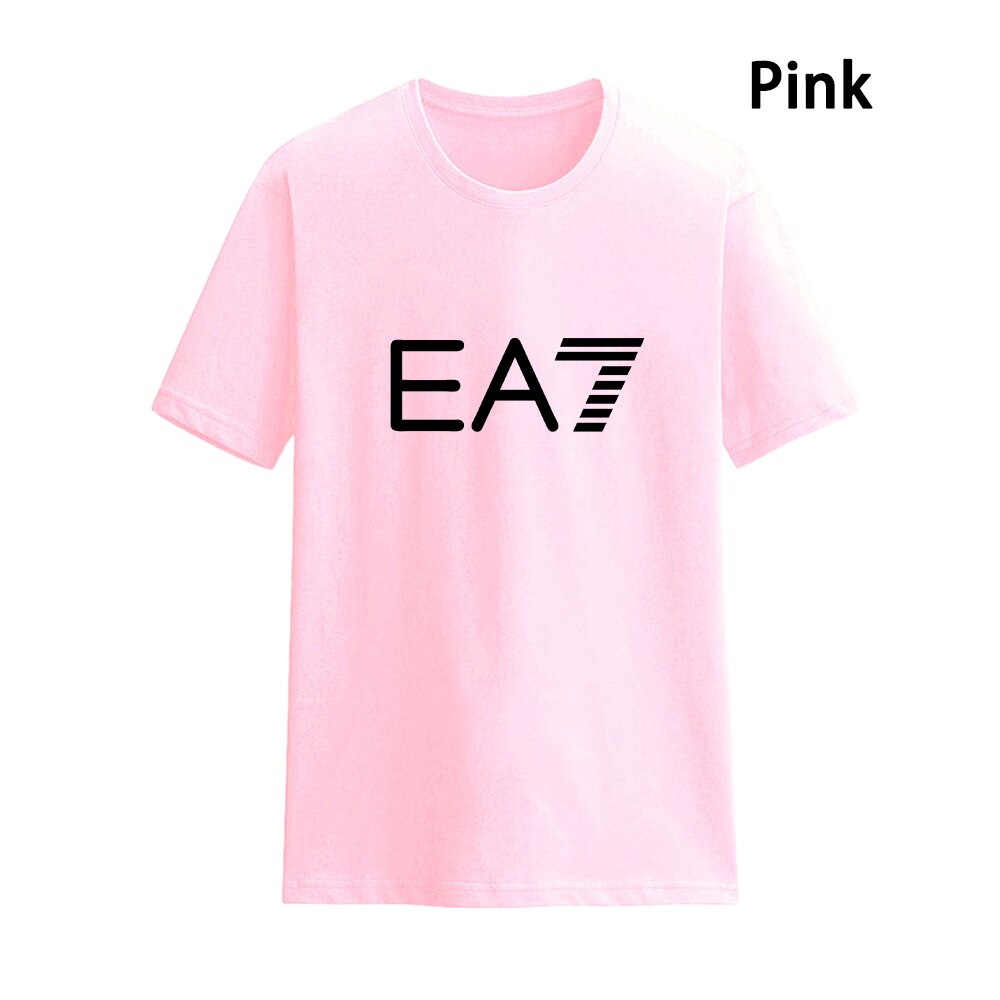 Summer Couple T-Shirt Fashion EA7 Print Lovers Top Man Woman Clothes Cotton Tees - lecapmode