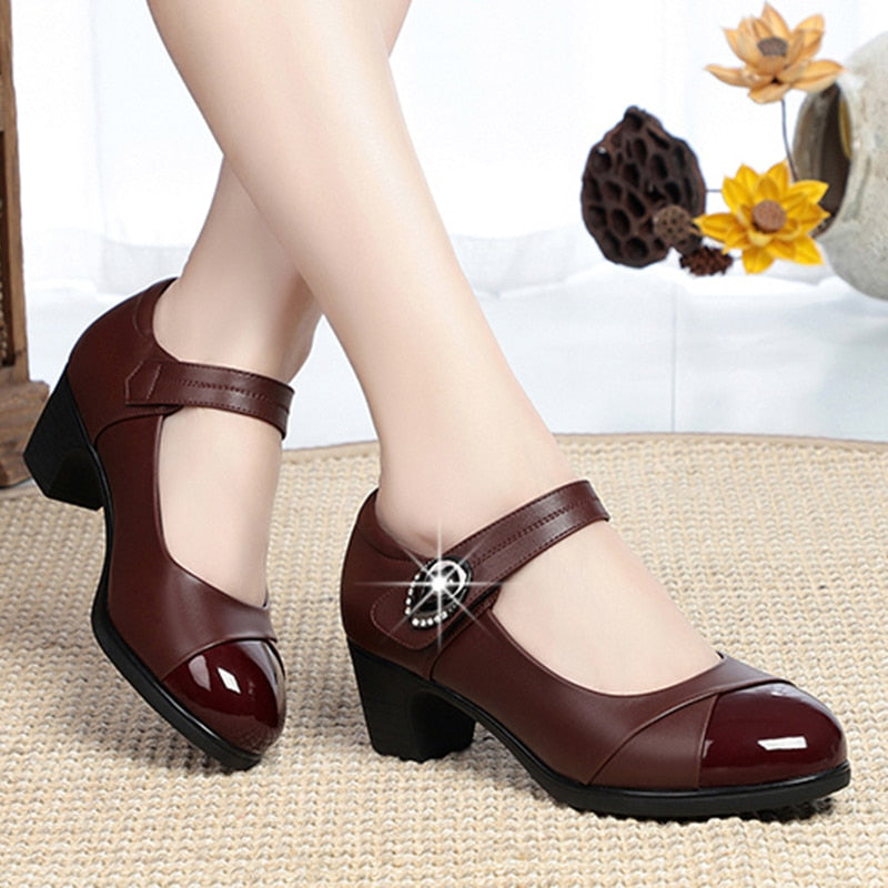 Women 2022 New Comfort Soft Bottom Moccasins Woman Square Heel Casual Shoes - lecapmode