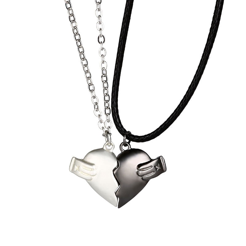 1Pair Magnetic Couple Heart Pendant Necklace For Men Women Gift - lecapmode