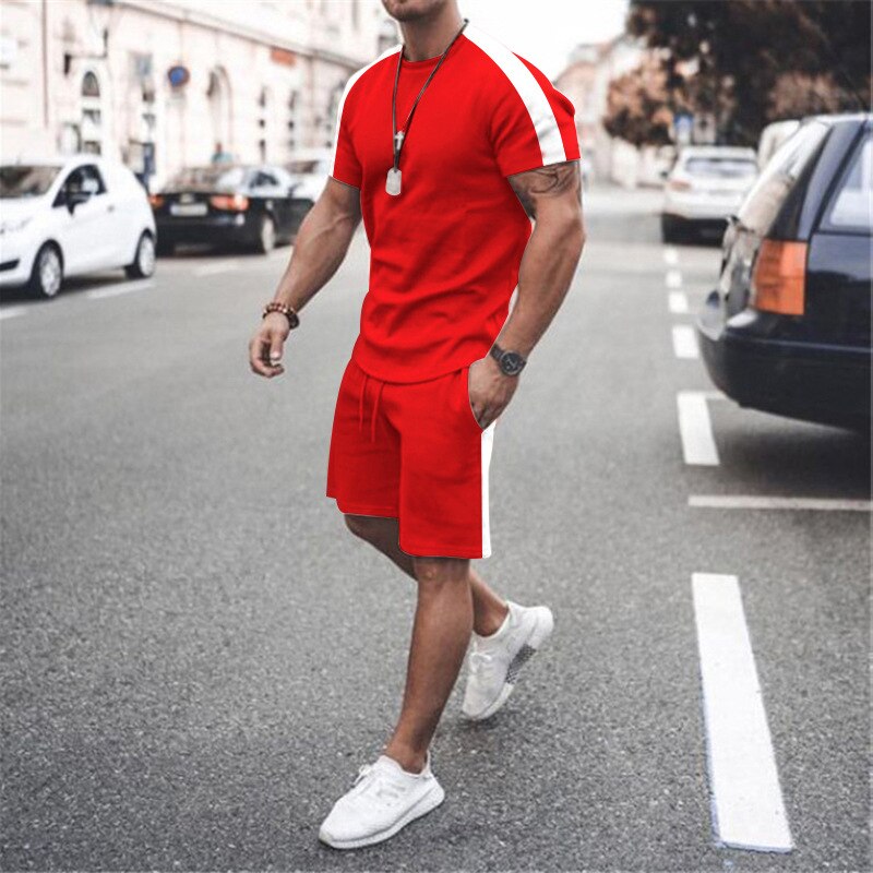 2022 New Summer Men Tracksuit  Sport Suit Short Sleeve T Shirt and Shorts - lecapmode