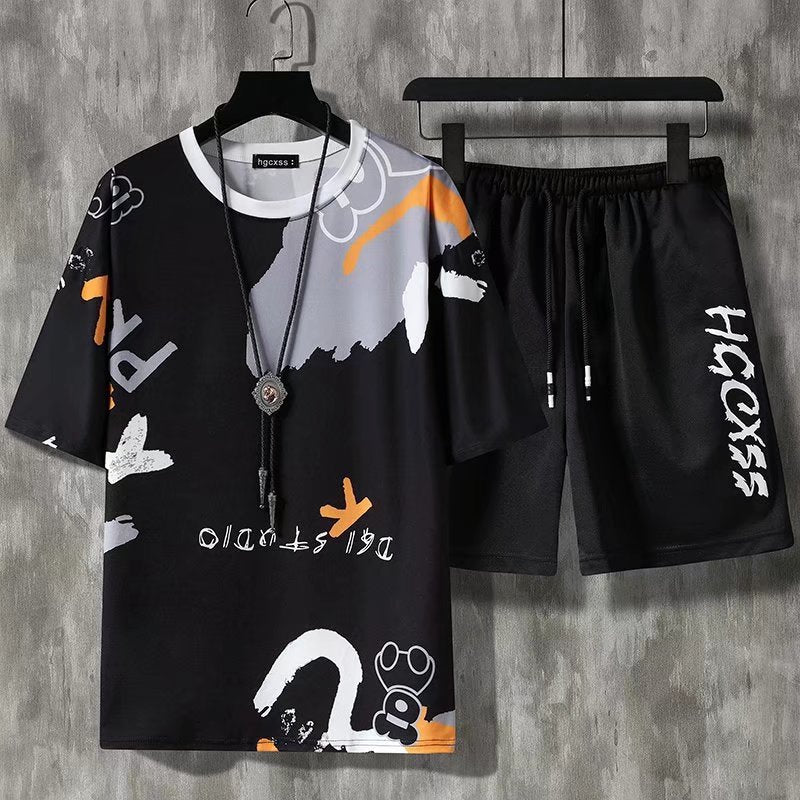 Summer Men Tracksuit Streetwear Casual Outfit Set T Shirts Shorts 2 Piece Set Men Clothes - lecapmode