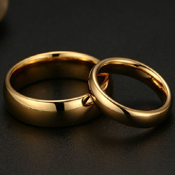 Smooth Stainless Couple Steel Rings Classic Gold For Women And Men - lecapmode