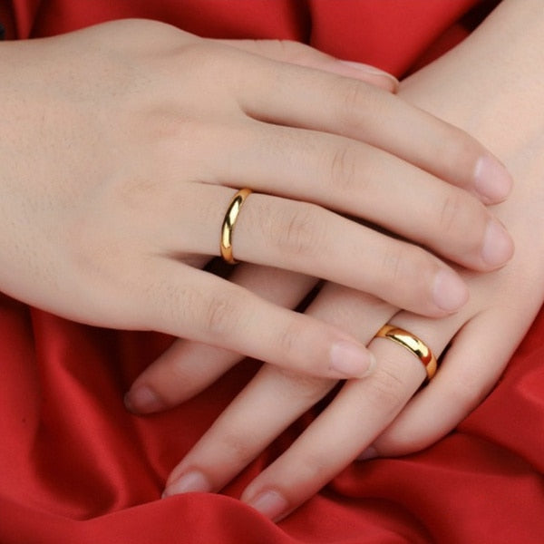 Smooth Stainless Couple Steel Rings Classic Gold For Women And Men - lecapmode