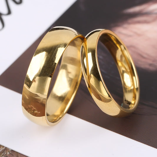 Smooth Stainless Couple Steel Rings Classic Gold For Women And Men - lecapmode