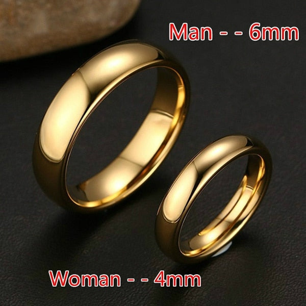 Smooth Stainless Couple Steel Rings Classic Gold For Women And Men - lecapmode