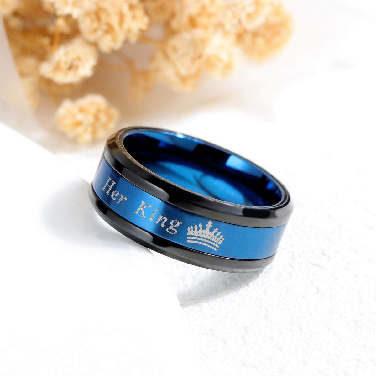 Fashion Couple Rings Romantic Stainless Steel Anniversary Wedding Band Jewelry Gift - lecapmode