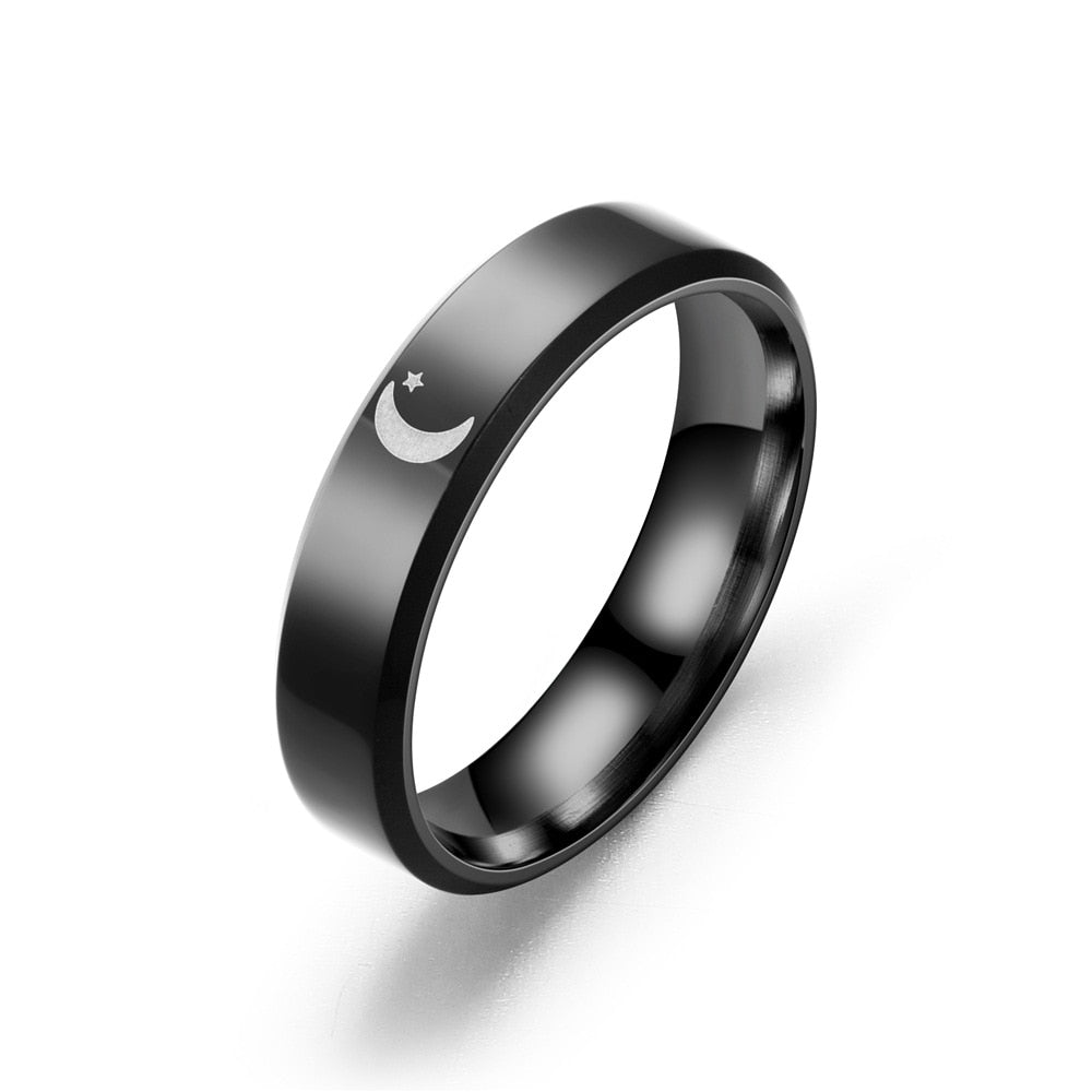 Sun Moon Couple Rings For Women Men Stainless Steel Fashion Jewelry Gifts - lecapmode