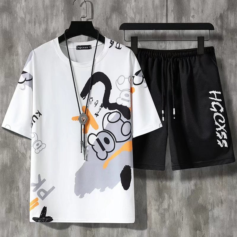 Summer Men Tracksuit Streetwear Casual Outfit Set T Shirts Shorts 2 Piece Set Men Clothes - lecapmode