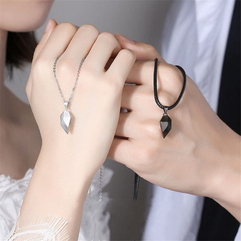 1Pair Magnetic Couple Heart Pendant Necklace For Men Women Gift - lecapmode