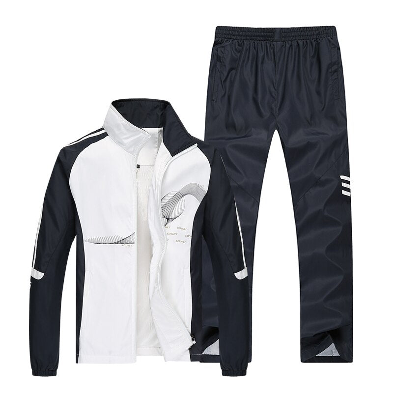 Men Sportswear New Spring Autumn Tracksuit  High Quality Sets Jacket Pant Sweat wear - lecapmode