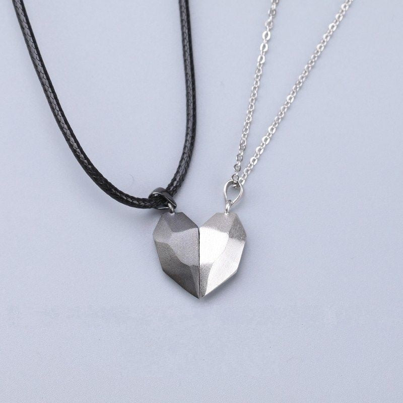 1Pair Magnetic Couple Heart Pendant Necklace For Men Women Gift - lecapmode