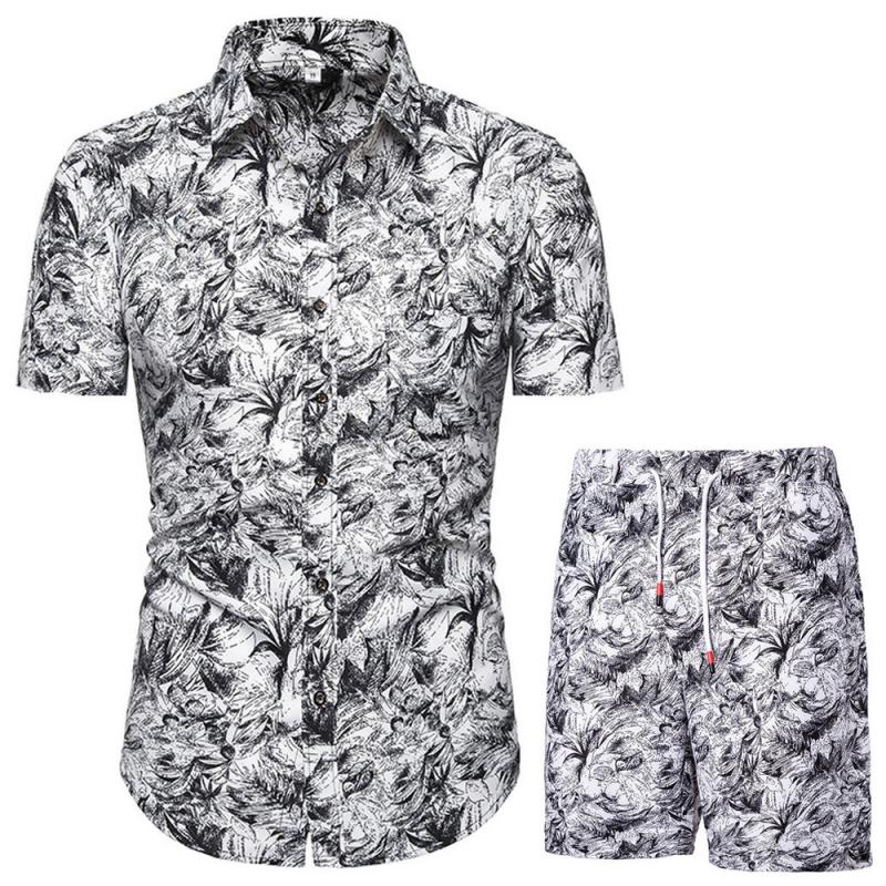 Summer Set Men Shorts Set Floral Print Shirt and Shorts Beach Wear Holiday Clothes - lecapmode