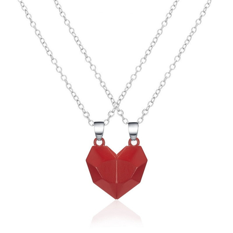 1Pair Magnetic Couple Heart Pendant Necklace For Men Women Gift - lecapmode