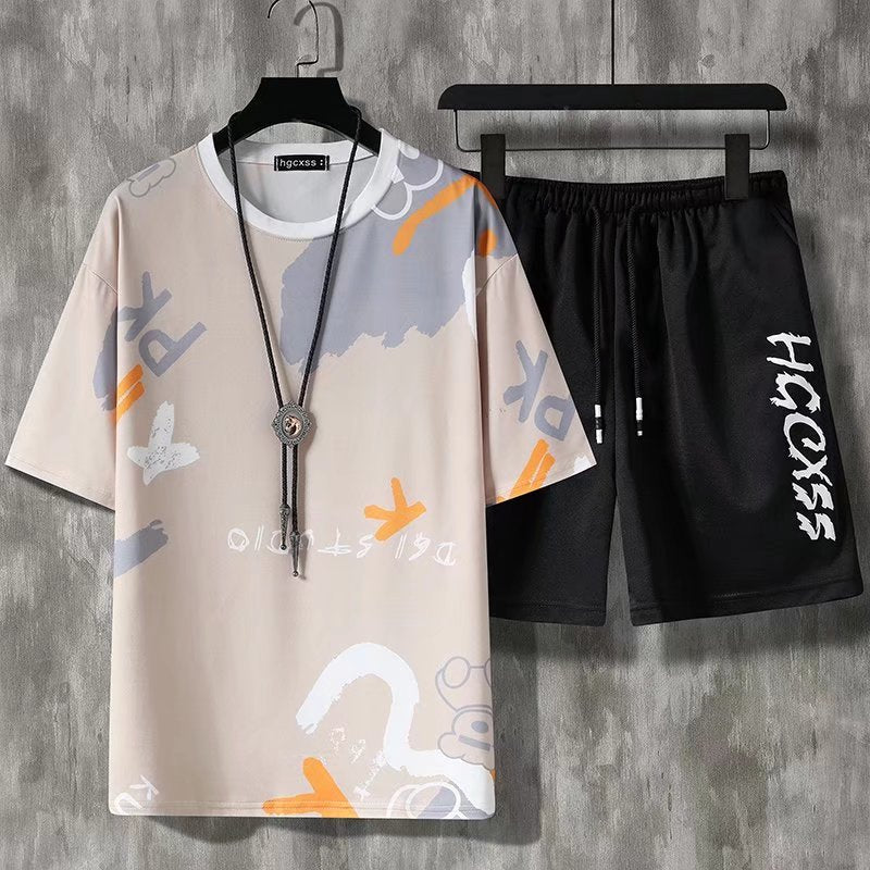 Summer Men Tracksuit Streetwear Casual Outfit Set T Shirts Shorts 2 Piece Set Men Clothes - lecapmode