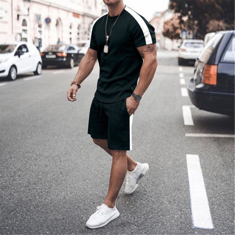 2022 New Summer Men Tracksuit  Sport Suit Short Sleeve T Shirt and Shorts - lecapmode