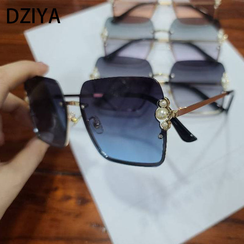 Luxury Women Brand Sunglasses Pearl Square Fashion Shades - lecapmode