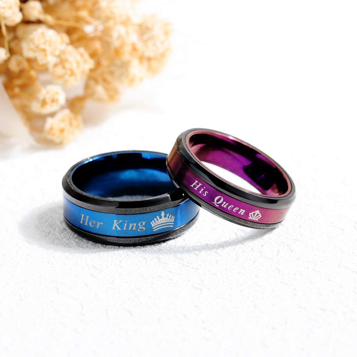 Fashion Couple Rings Romantic Stainless Steel Anniversary Wedding Band Jewelry Gift - lecapmode