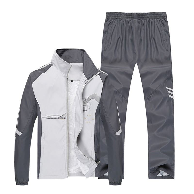 Men Sportswear New Spring Autumn Tracksuit  High Quality Sets Jacket Pant Sweat wear - lecapmode