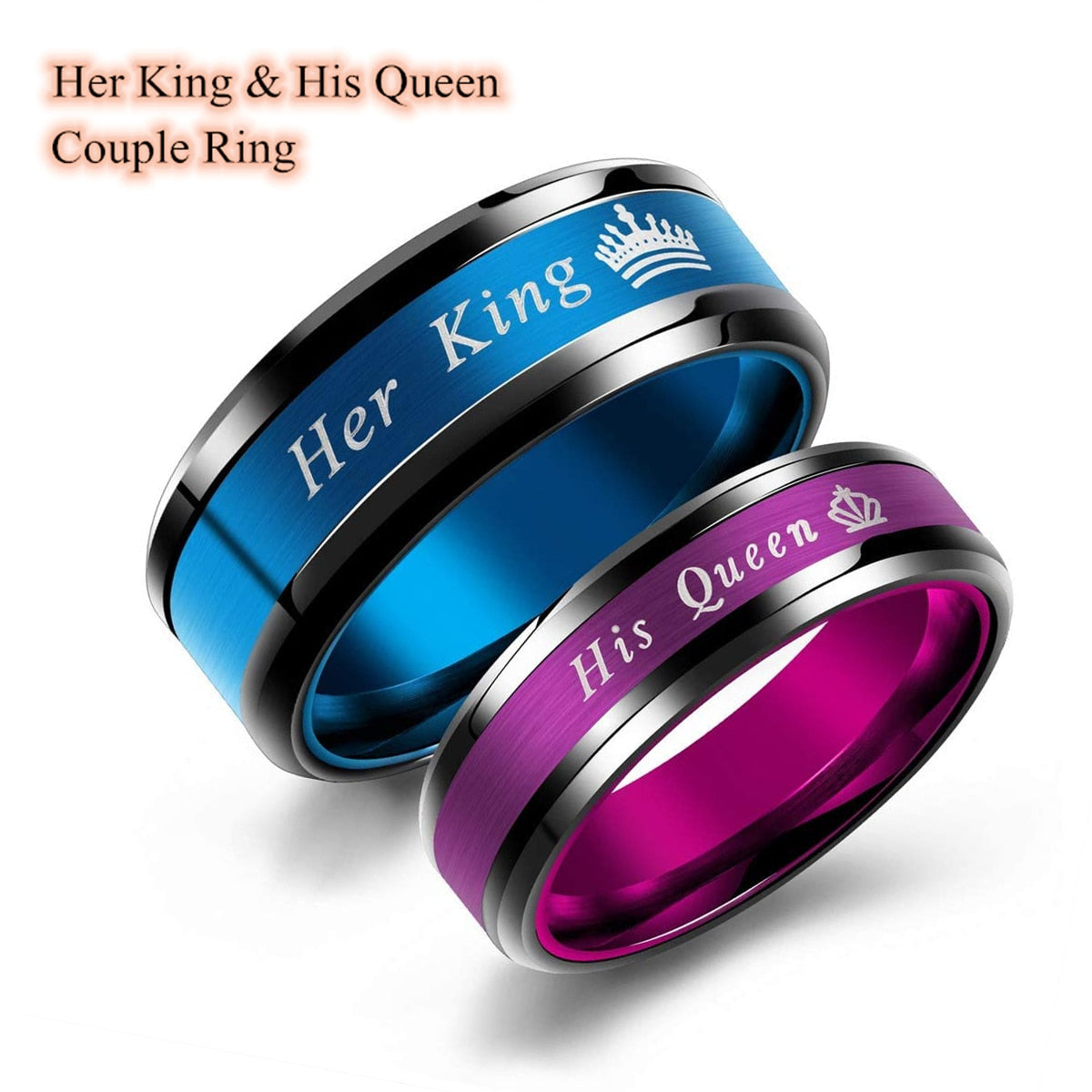 Fashion Couple Rings Romantic Stainless Steel Anniversary Wedding Band Jewelry Gift - lecapmode