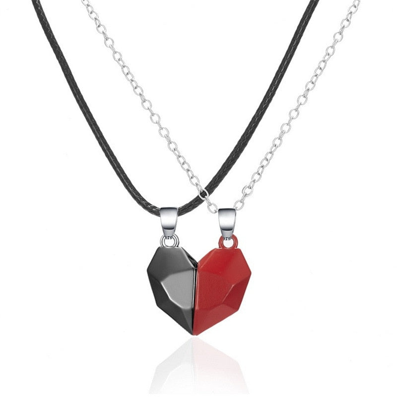 1Pair Magnetic Couple Heart Pendant Necklace For Men Women Gift - lecapmode