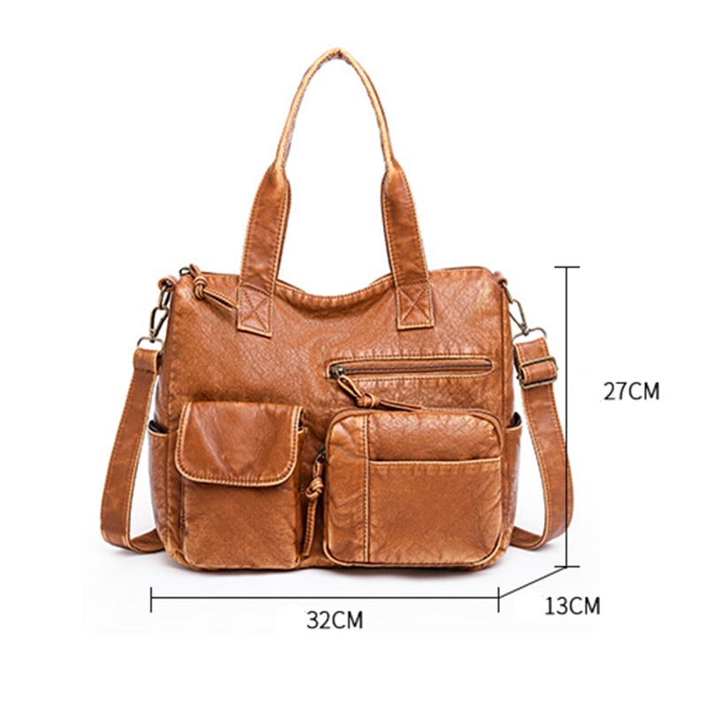 Women Bags Vintage Handbags Retro Large Capacity Tote Crossbody Bag - lecapmode