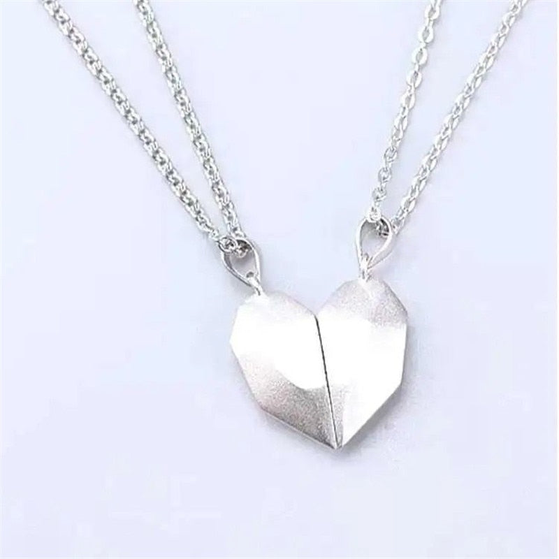 1Pair Magnetic Couple Heart Pendant Necklace For Men Women Gift - lecapmode