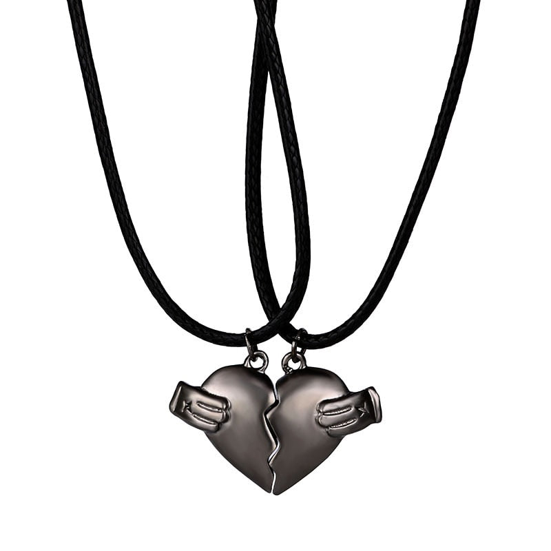 1Pair Magnetic Couple Heart Pendant Necklace For Men Women Gift - lecapmode